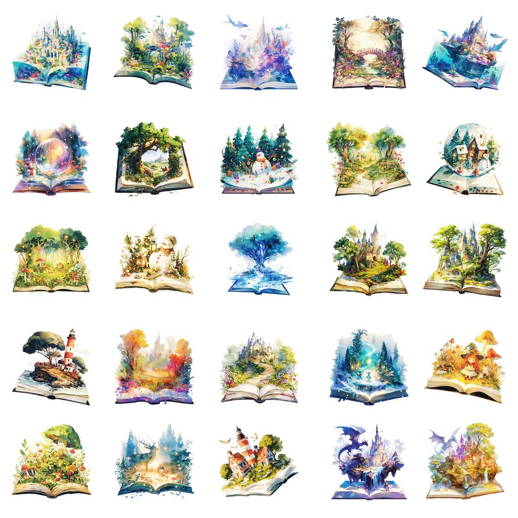 50 Dream Magic Book Series Graffiti Stickers No Repeat PP Material Waterproof Stickers Handbook Material