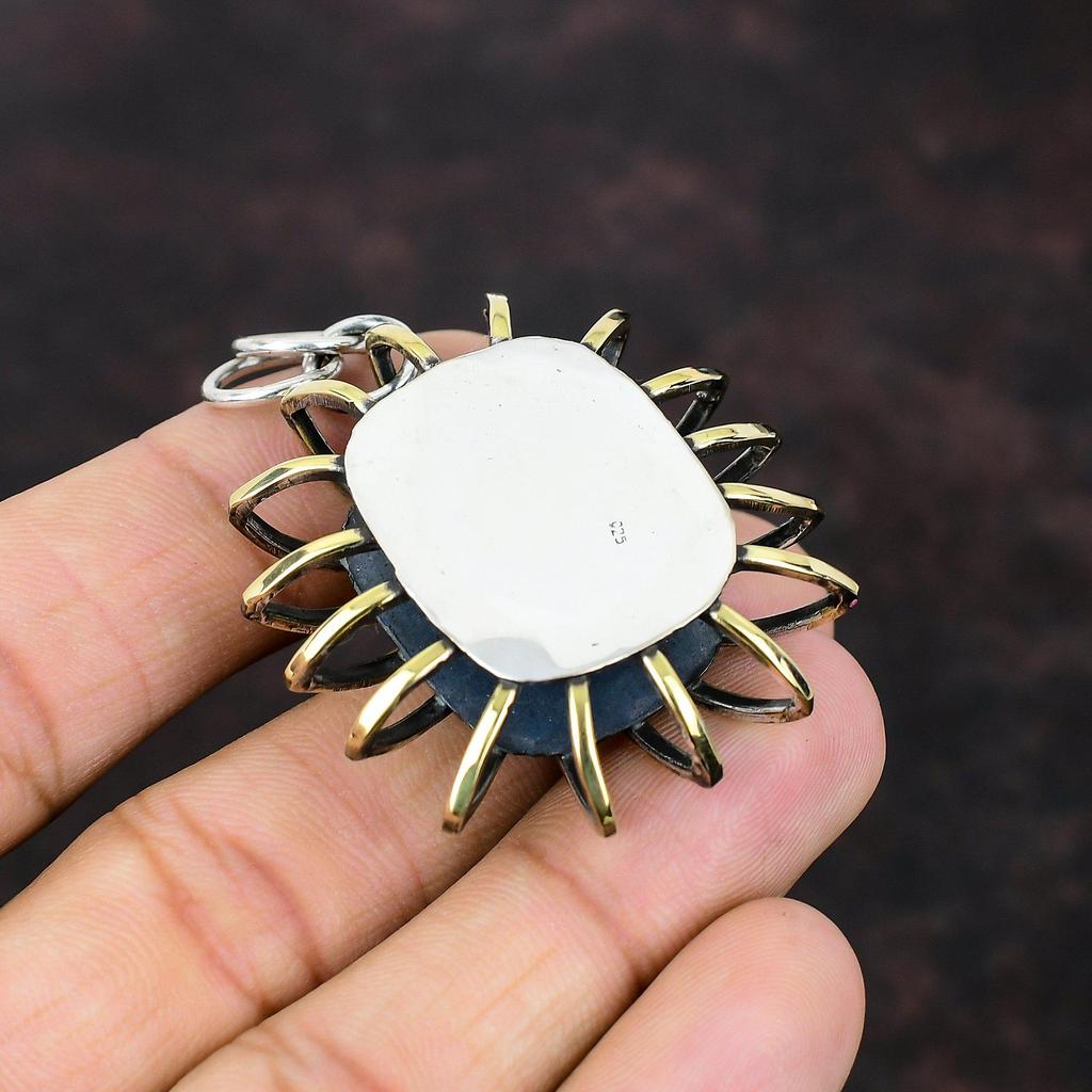 Pingente de opala azul Owyhee, pingente de prata esterlina 925, pingente de gaiola banhado a ouro 18K, joia feita à mão com pedras preciosas, presente para menina, pingente de pedra de nascimento