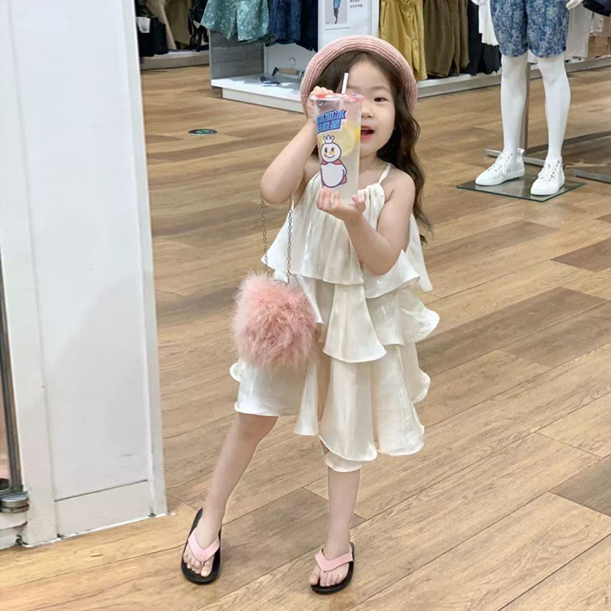 Girls Summer Sleeveless Ruffle Tiered Dress Cute Fairy Vest Sundress for Kids 90