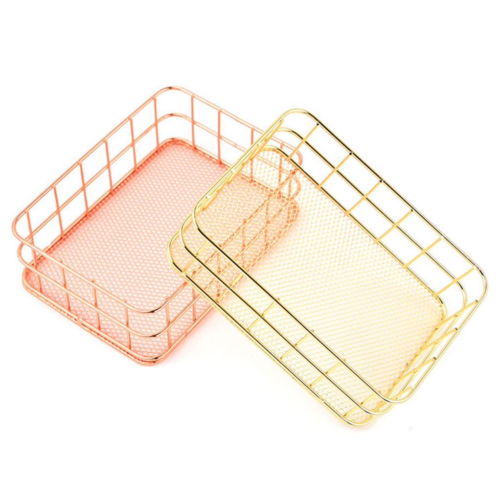 Decorative Iron Mesh Basket For Makeup Accessories Spices Sets Durable Metal Organizers With Ventilated Design