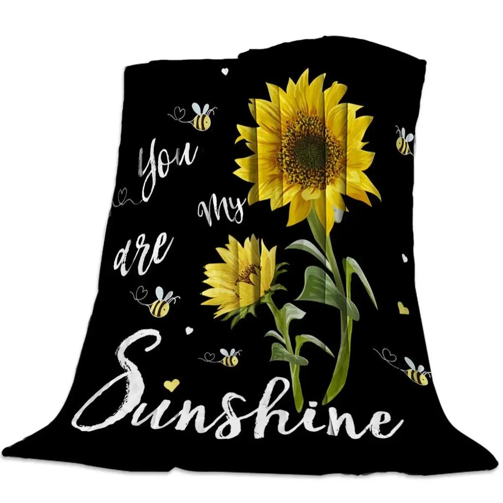 Sunflower Print Super Soft Throw Blanket for Bed Couch Sofa Lightweight Travelling Camping Throw Size for Kids Adults Women Boys