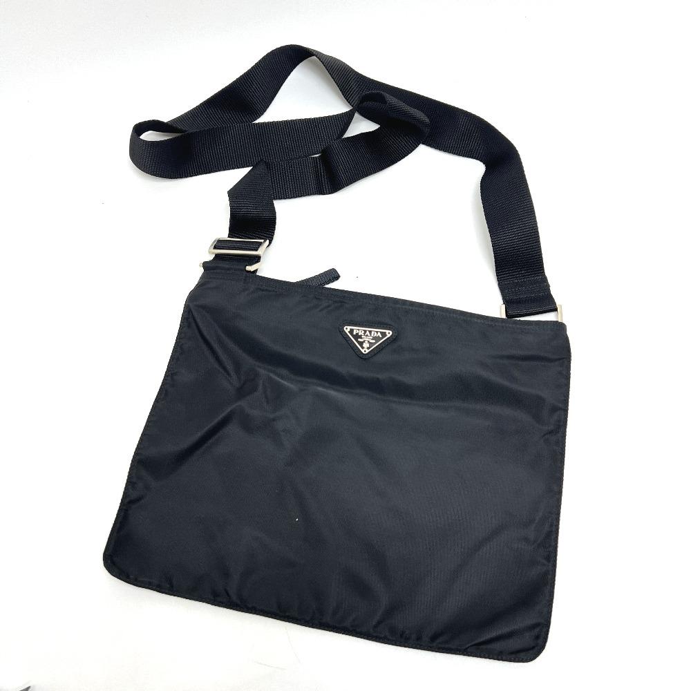 PRADA triangle plate Flat Bag Shoulder Bag Shoulder Bag Nylon Black