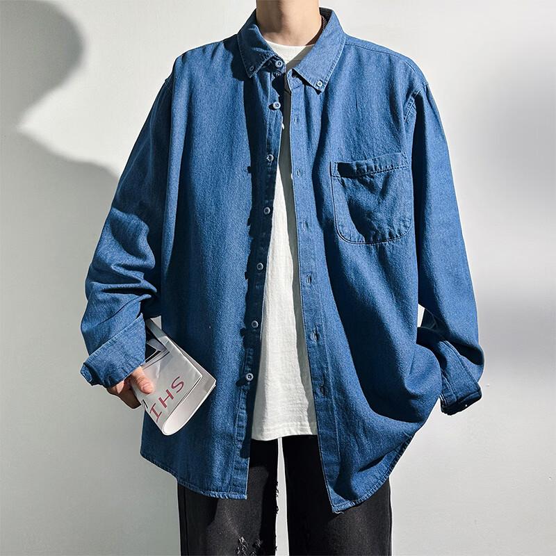 MEDE Men s Japanese Retro Loose Fit Long-Sleeve Shirt 3XL