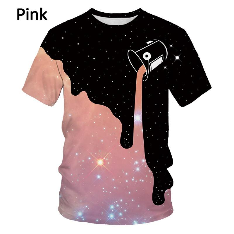 Barevné 3D potisk tričko Léto Unisex Móda Kulatý výstřih Krátký rukáv Vtipné tričko