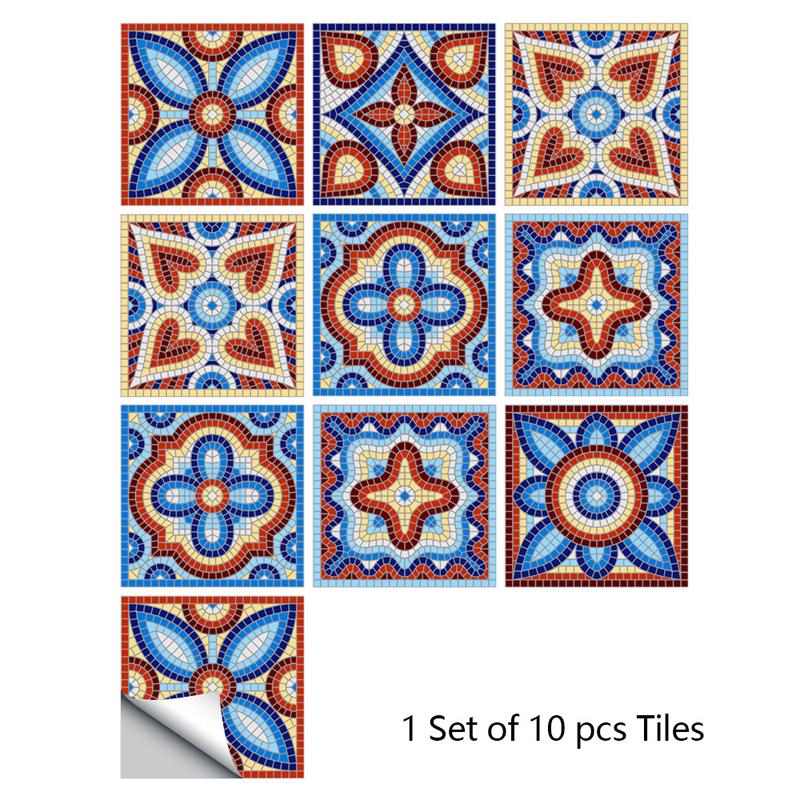Retro Abstraktní Tisk Samolepky na Dlaždice Koupelnová Mozaika Vinylové Dlaždice Kuchyňové Lepicí Okrajové Nástěnné Samolepky Vodotěsná Tapeta Umělecká Nástěnná Malba