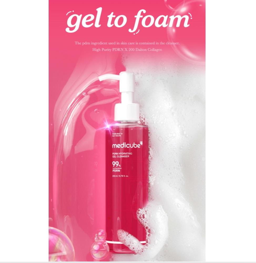 Medicube PDRN Gel To Foam Cleanser 200ml+Brush