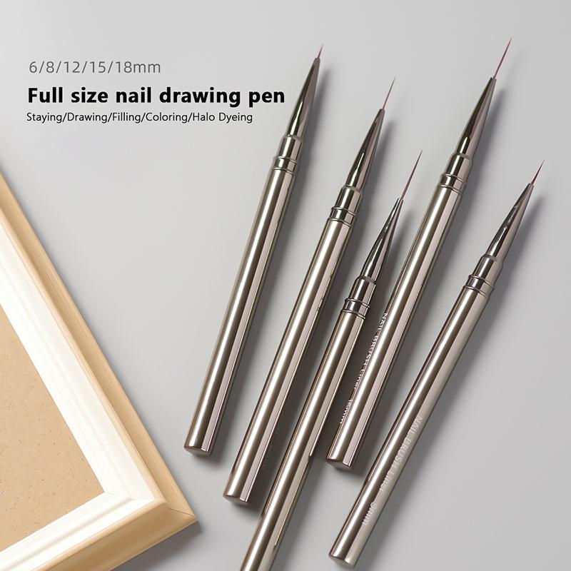 6/9/12/15/18Mm Nail Liner Brush Set Handle Nail Art Pen Brush Drawing Lines Stripe Painting Flower Pen Nail Art Manicure Tools