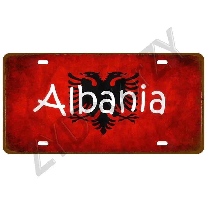 KLIOU Country Flag Tin Signs 15x30 Plaque France Spain Germany License Plate For Wall Home Restaurant Craft Bar Decor Metal Sign