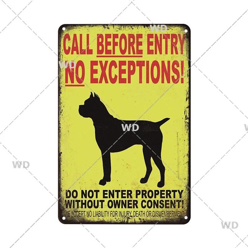 Retro Vintage Beware Of Dog Warning Vintage Tin Signs Caution Metal Plate Metal Poster Plaque For Club Home Pub Bar Wall Decor