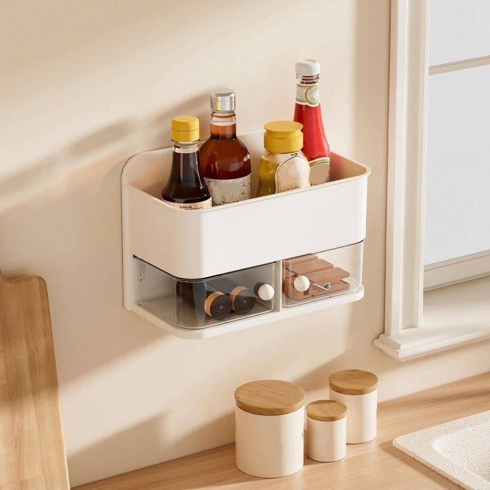 Plastic Bathroom Storage Rack Large Capacity Condiment Storage Box  for Kitchen