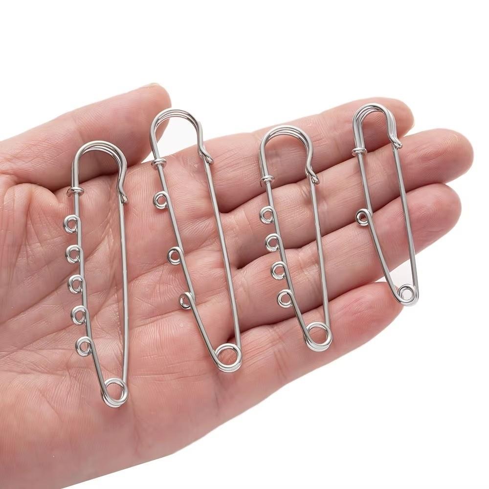 Silver Safety Brooch Pins DIY Charms Findings Accessories Brooches Multi Holes Connectors Shawl Adjuster Dress Decoration