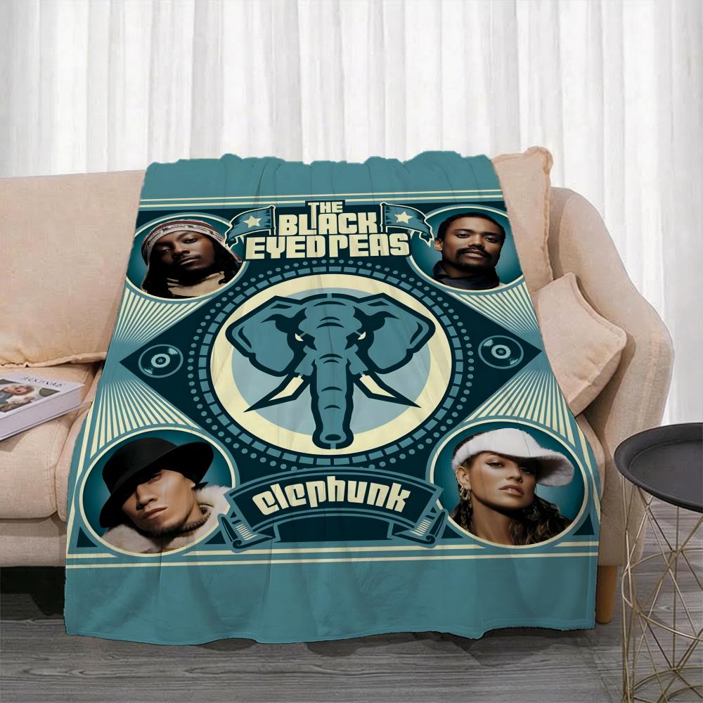 Band B-Black Eyed Peas Throw Lightweight 240g Flannel Blanket Soft Skin-friendly for Summer Cooling