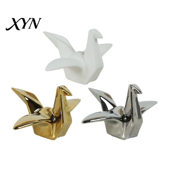 Décor Oiseau Origami Grues Géométriques Figurine, Sculpture Moderne, Accent Décoratif Minimaliste pour Étagère, Sculpture Créative Nordique pour Bureau Bibliothèque