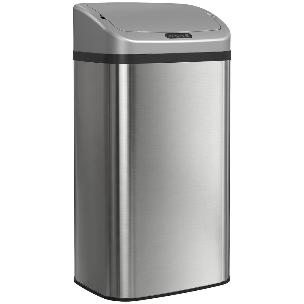48L Stainless Steel Sensor Bin - Silver-Tone