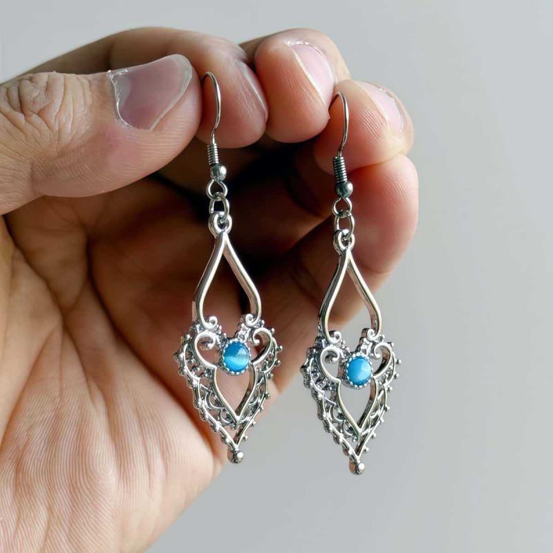 Bohemian Crystal Flower Pattern Earrings - Ethnic, Creative, Retro Style Fashion Jewelry