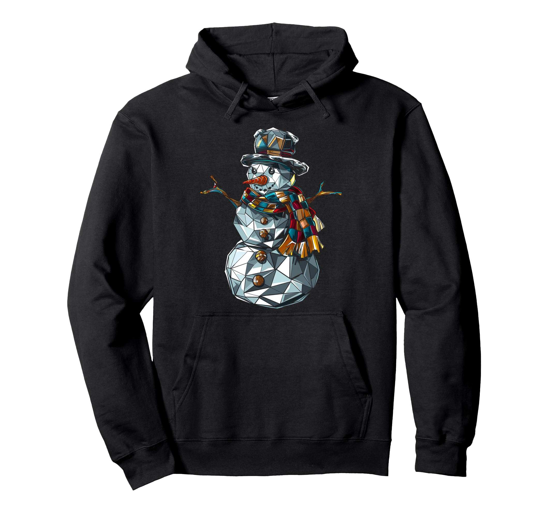 

Snowman Christmas Graphics Art Polygon Snowman Hoodie X-mas чорний
