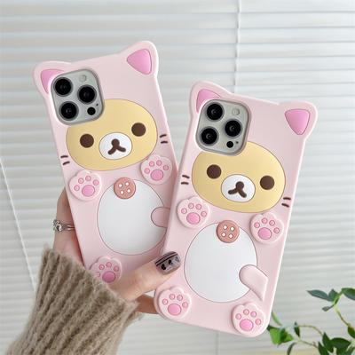 Cute  Bear Case For iPhone 16 15 14 13 12 Mini 11 Pro Max Xs XR 6 7 8 Plus SE Kawaii Cat Silicone Soft Cover Case