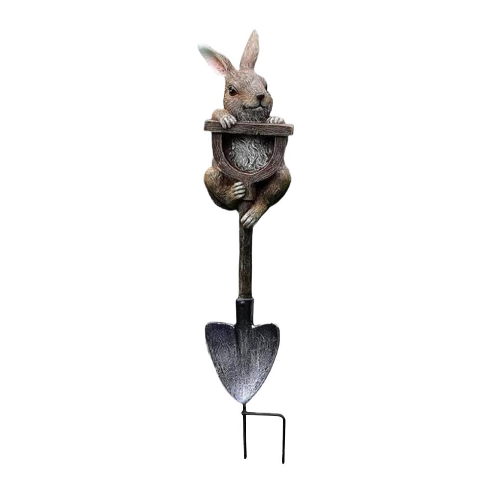 Creative Frog Rabbit Turtle Gnome Shovel Outdoor Garden Bonsai Craft Decorations Resin for Yard Lawn Patio Outside Backyard