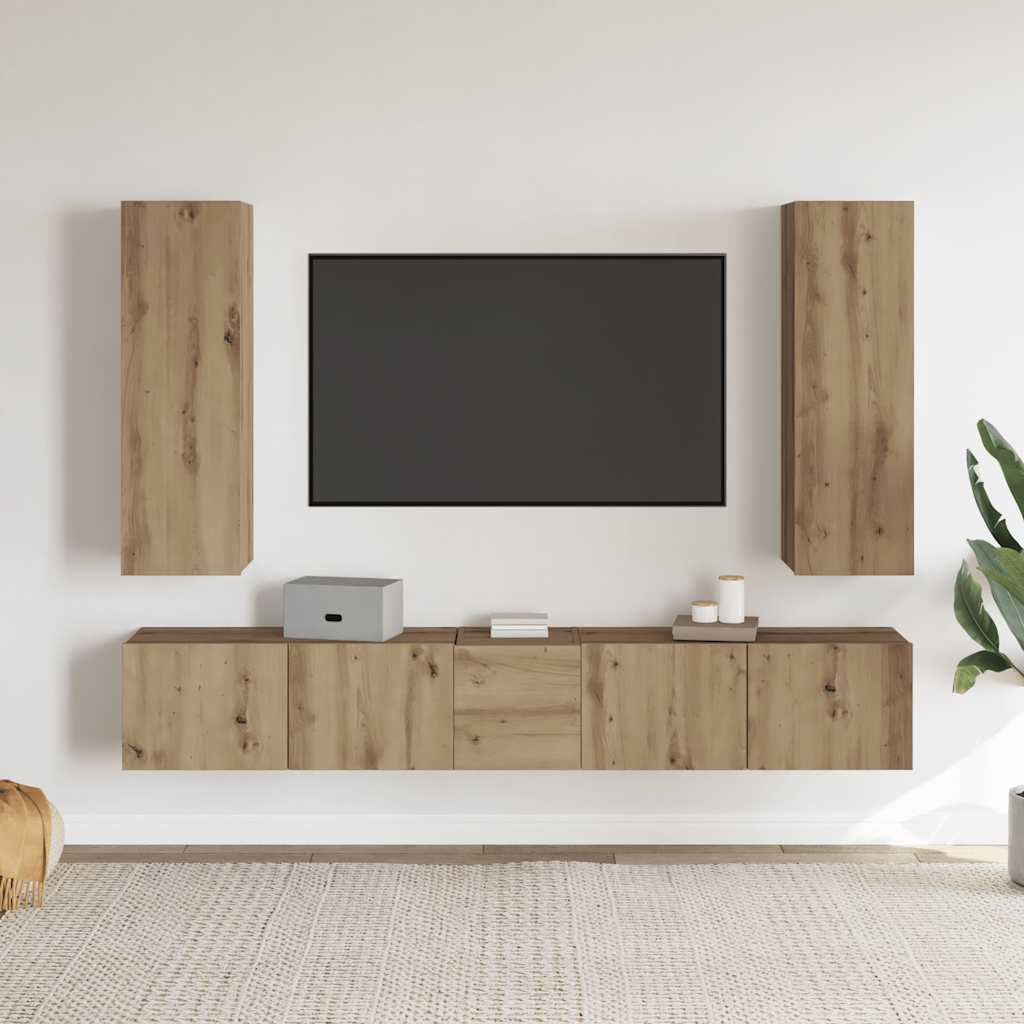 TV Wall Cabinets 5 pcs Artisan Oak Wood Based Material