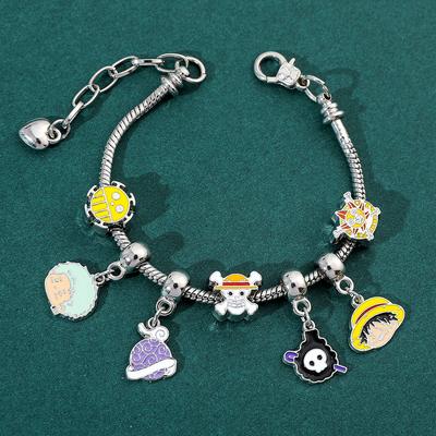 Bracelet pendentif en perles Anime ONE PIECE Monkey D. Luffy Roronoa Zoro Chapeau de Paille Pirates Émail Charms Chaîne de Main Cadeaux pour les Fans