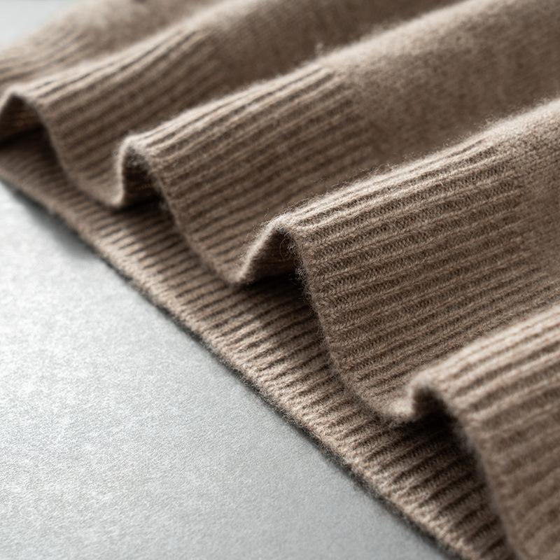 Thickened crew neck cashmere sweater versatile solid color knitted bottomed wool sweater