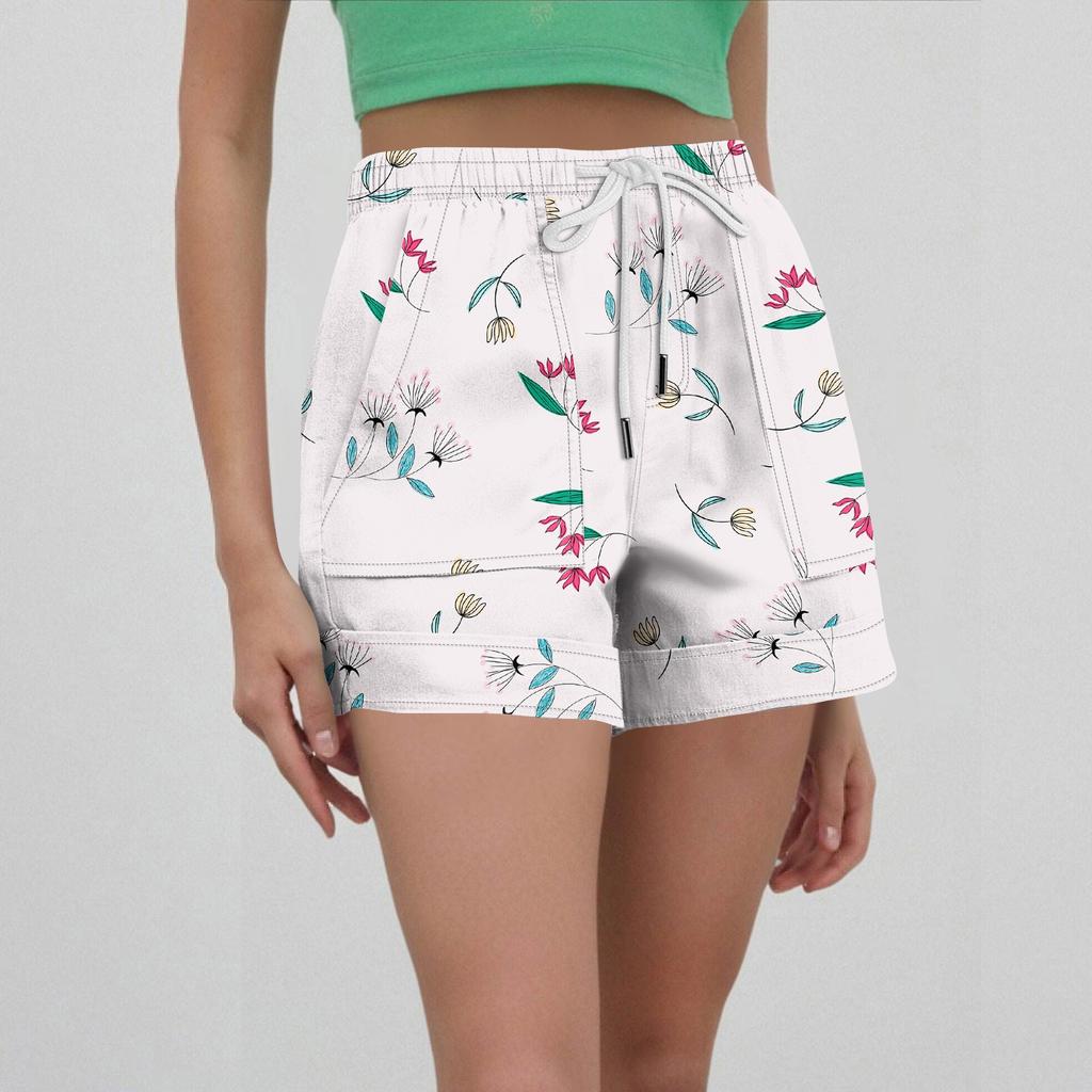 Damen Casual Sommer Elastische Strandshorts Print Casual Shorts