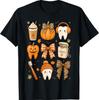 Fall Dentist Halloween Tooth Pumpkin Bow Dental Hygienist T-Shirt