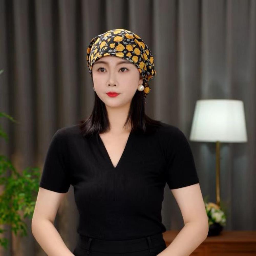 Sun Protection Floral Hat Thin Material Floral Pattern Ribbon Hat Ribbon Design Hair Covering Hat Outdoor Activities