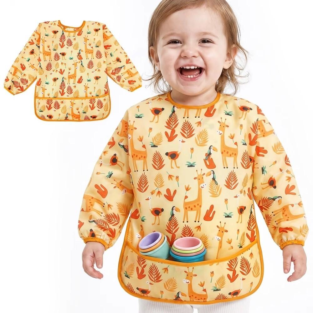 Waterproof Baby Bibs Long Sleeve Kids Art Smock New Toddler Painting Apron Baby Feeding
