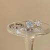 Y2K Sweet Fashion Blue Flower Rings for Women Girls Exquisite Rhinestone Five Petal Flower Opening Rings Party Jewelry Gifts
