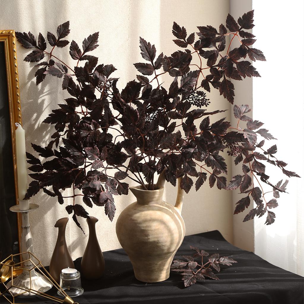 Artificial Cimicifuga Plant Leaf Stem Faux Cimicifuga Ramosa Leaf Branch For Home Vase Wedding Garden Table Mantel Decor