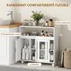 Bathroom Cabinet on Casters, Tempered Glass Doors, Open Compartment, 71 x 20 x 70 cm, White