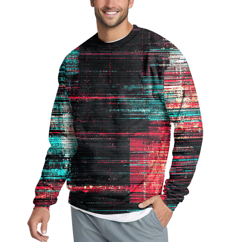 Men's Casual Fashion Printed Round Neck Pullover Sweatshirt