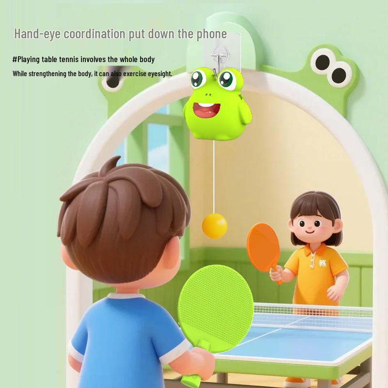 Children's Hanging Table Tennis Trainer: Indoor Interactive Exercise Toy for Hand-Eye Coordination with Suspended Ball Racket.