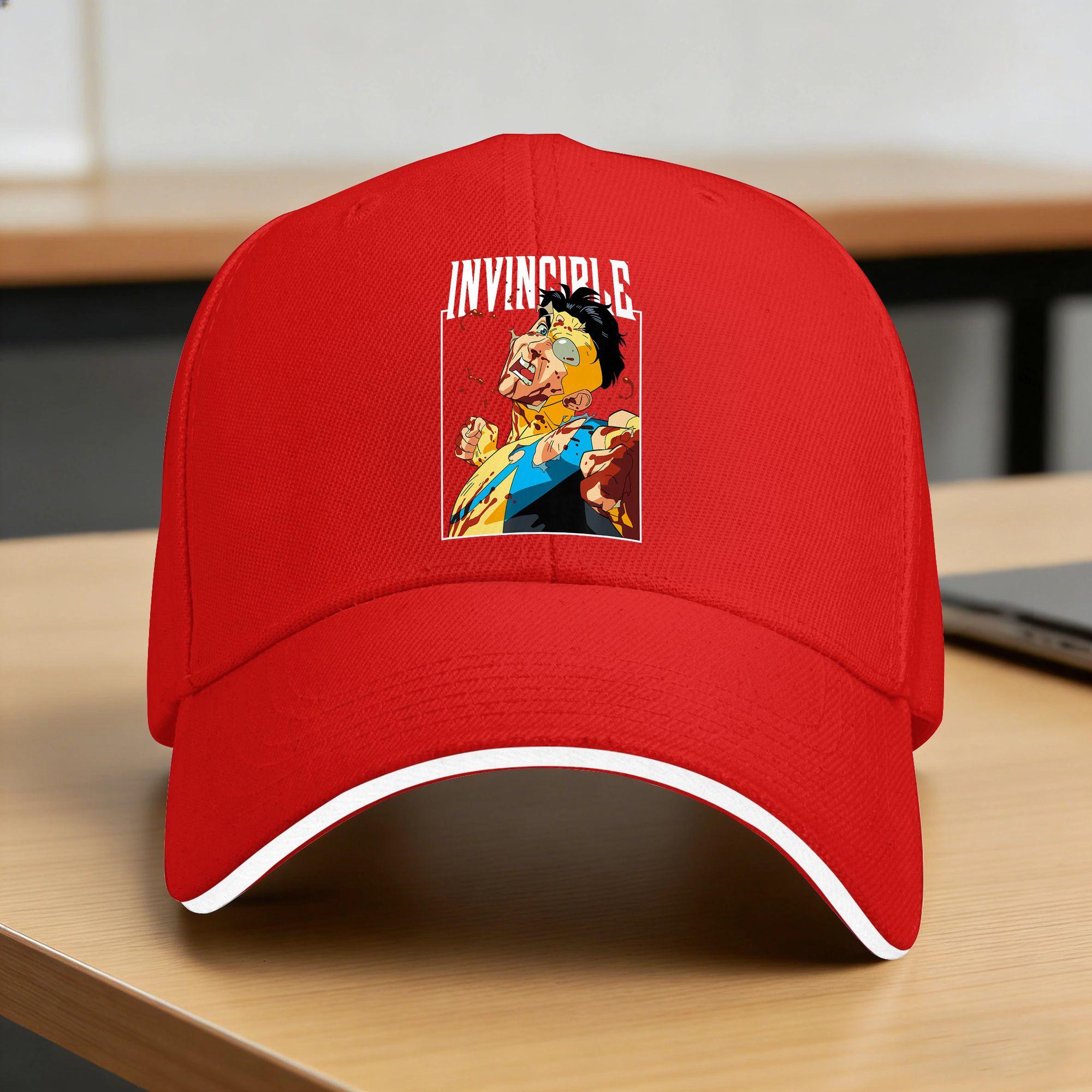 Invincibles Battle Damaged Mark Character Logo Baseball Cap Trendy Hip Hop Hats Summer Unisex Unisex Outdoor Sports Snapback Cap One Size