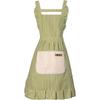 Ladies Girls Apron Kitchen - 2PC Cooking Aprons with Lace Pocket Cords Oil Resistant Stain Resistant Cotton Linen Coral Fleece for Cooking Baking BBQ