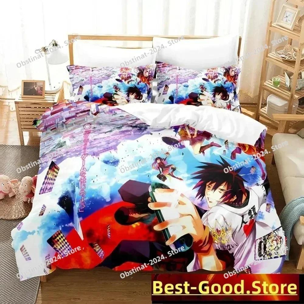 3D Druck Anime No Game No Life Bettwäsche Set Niedlicher Bettbezug Bettdecke Bettüberwurf mit Kissenbezug Twin Single Queen King Size Jungen Erwachsene