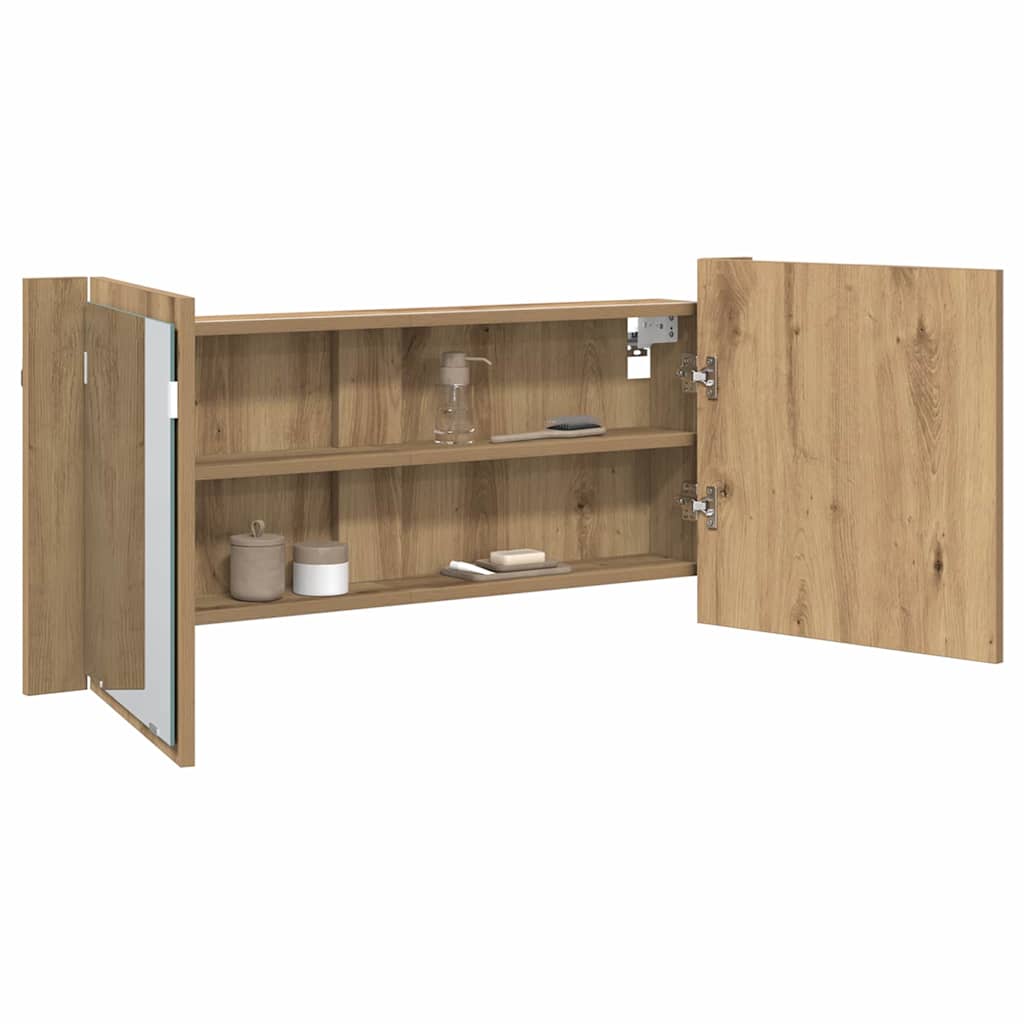 LED Mirror Cabinet with Shelf Artisan Oak 100 X 12 X 45 Cm