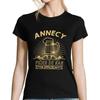 T-shirt Femme - Annecy - Noir - Manches Courtes - Coton - Regular