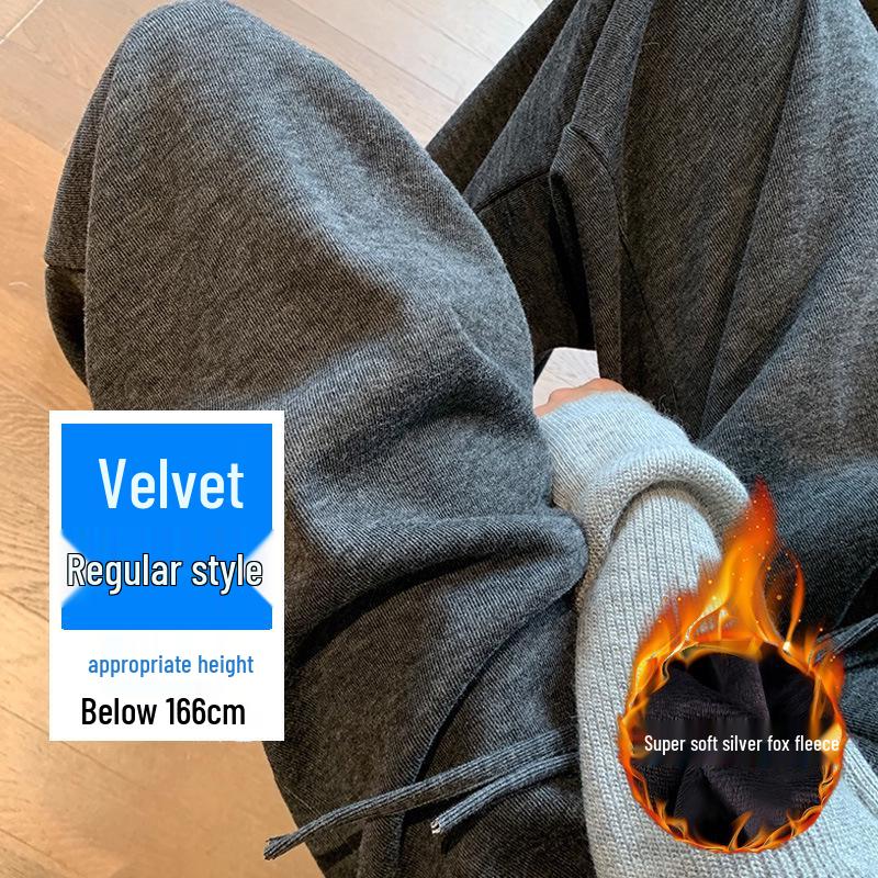 Calças Tricotadas de Veludo Forradas Tamanho Plus para Mulheres - Outono & Inverno