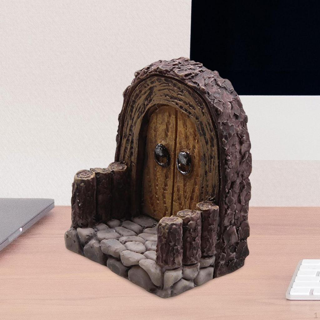 Porte de Jardin Enchanté Résine Miniature Décor d'Entrée Accessoire de Pays des Fées pour Extérieur