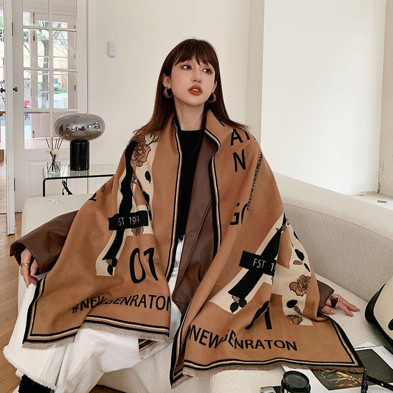 65 * 190 cm Autunno e Inverno Nuovo Sciarpa Versatile Semplice Tinta Unita con Frange Imitazione Cashmere Double-Sided Sciarpa Calda Shawl d'Atmosfera