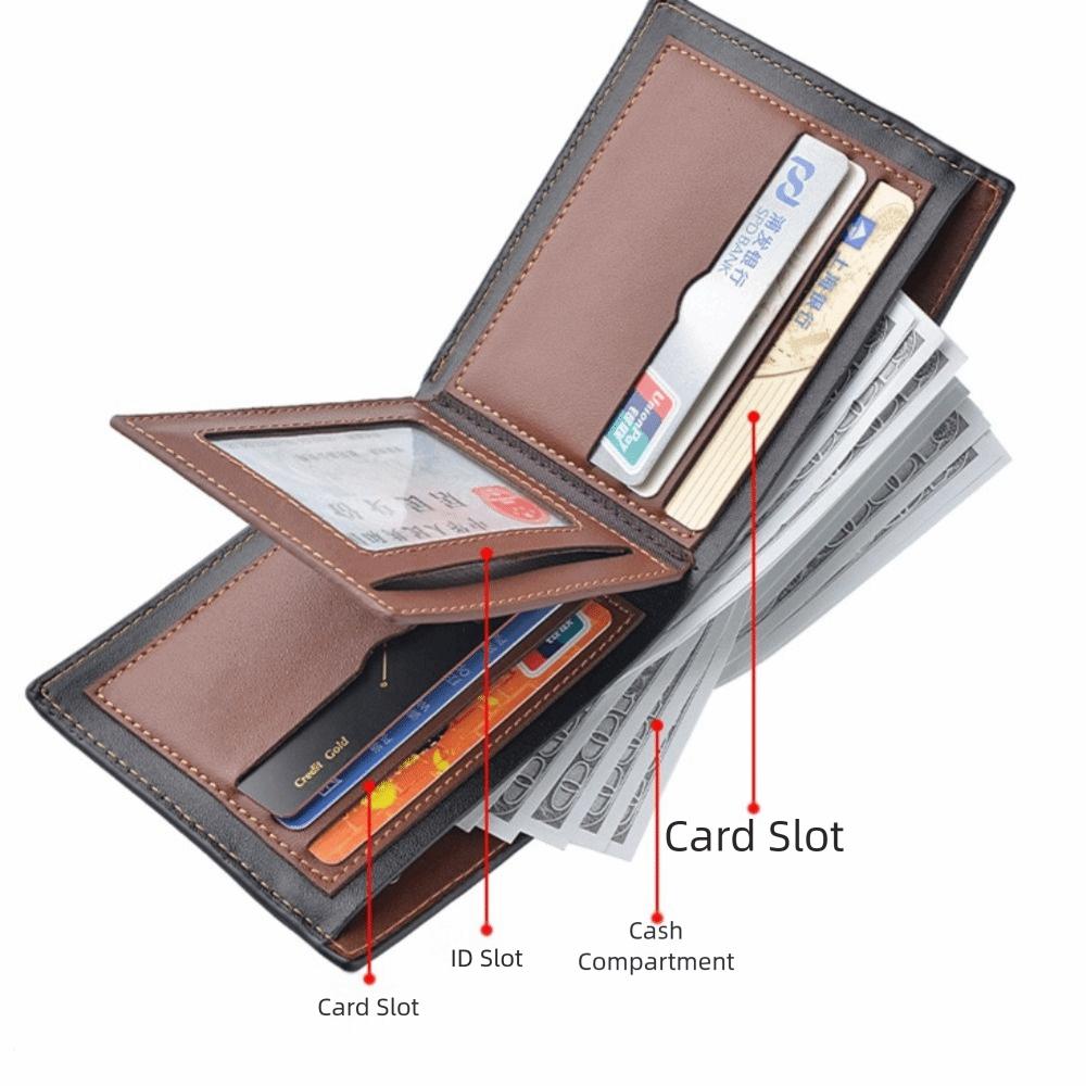 New PU Leather Men's Wallet Multi-slot Black Coffee Short Coin Purse Large Capacity Money Bag Men Male