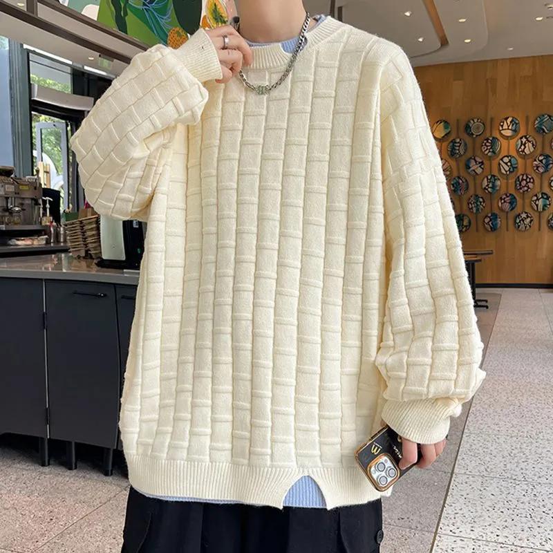 Fake Two-piece Autumn and Winter Teen Couple's Sweater Men's Loose Hong Kong Style Knitted Base Layer