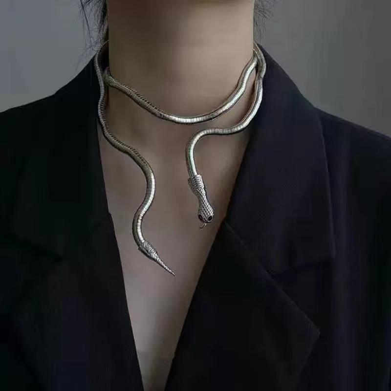 Damsmycke Elastiskt Ormhalsband Justerbart Punk Ormhalsband Semesterpresent Guldorm Damsmycke