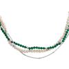 Silver Necklace with Natural Baroque Pearls, Green Jadeite, Product Weight 17.77 G (2185123)