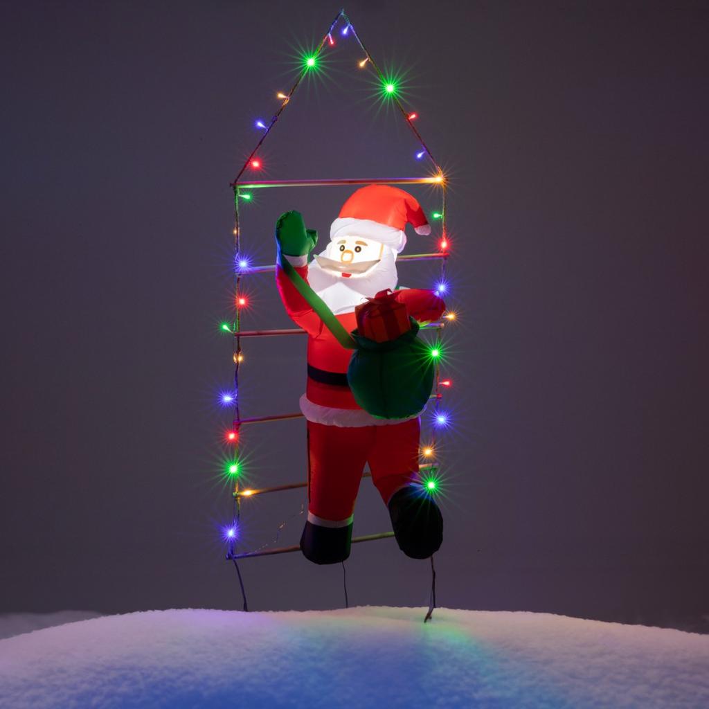 Inflatable Santa Claus On A Ladder, Large, Glowing, Inflatable, Led, 150 Cm
