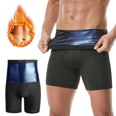 Sauna Shorts for Men Sweat Pants High Waisted Compression Underwear Tummy Control Shapewear Workout Training Capris Body Shaper Boxer Briefs