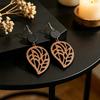 European Style Leaf Hollow Wood Earrings - Trendy Fashionable Dangles