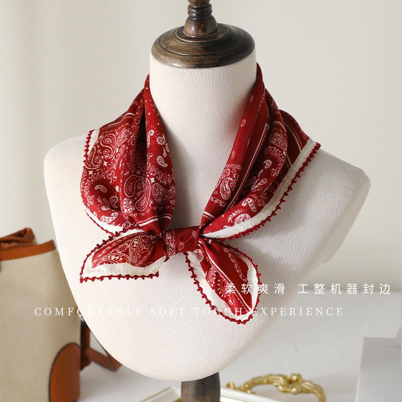 111 Silk Cashew Flower Small Square Scarf Female Retro Hotel Silk Scarf Spring and Summer Versatile Neck Scarf